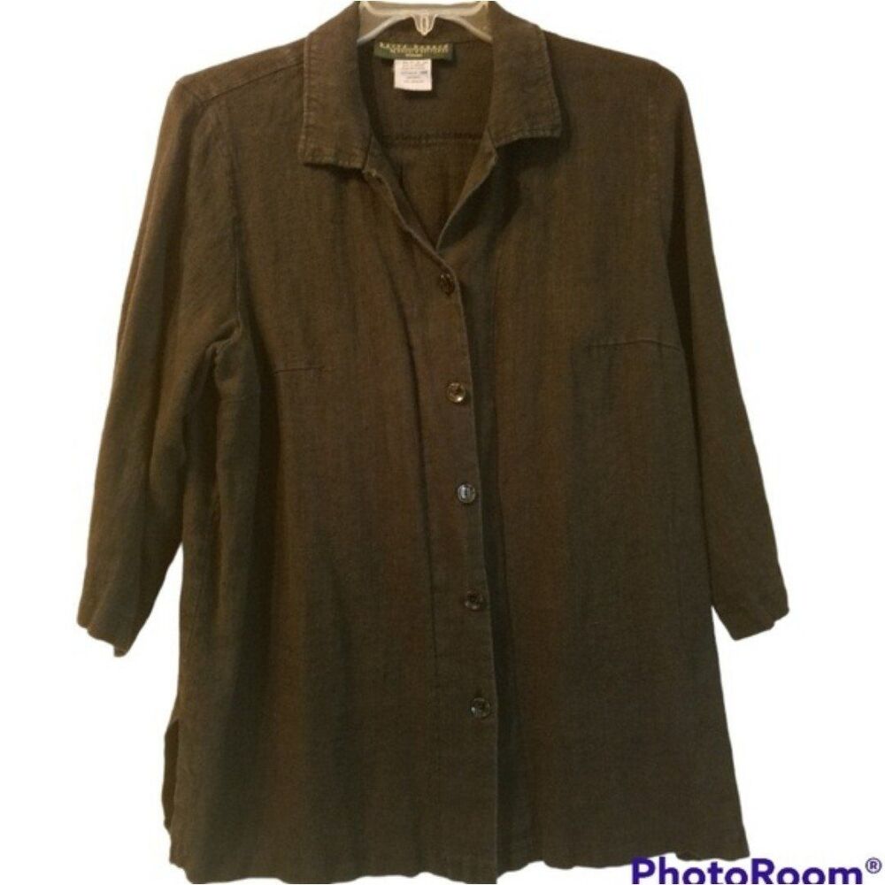 Harve Benard Black Button Down Linen Shacket Size 18W